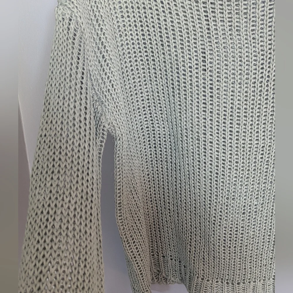 4/$10 ✨ Zara Light Green Knit Turtleneck Sweater‎ Women's Small Crochet Layers - Picture 2 of 7